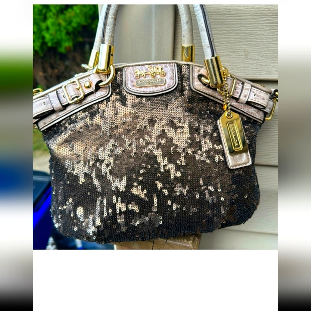 Coach Madison Sequin Sofia mini satchel. H-8 W-9in. Two hang tags.
